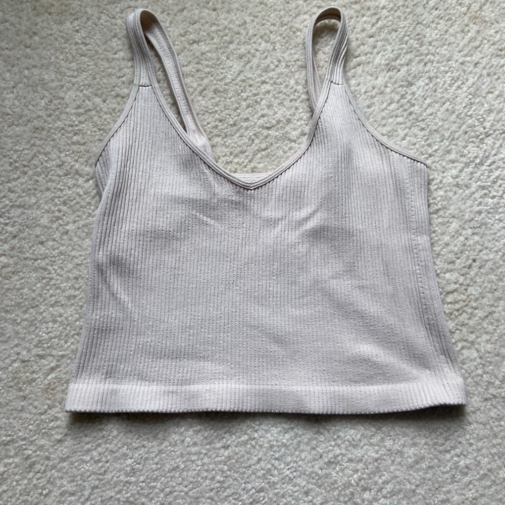 Cream Spaghetti Strap Crop Top